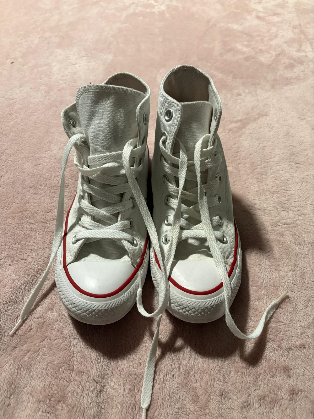Converse White High-Top Kids Sneakers with Red Accent